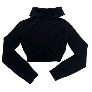 NBD Ribbed Turtleneck Crop Sweater in Black